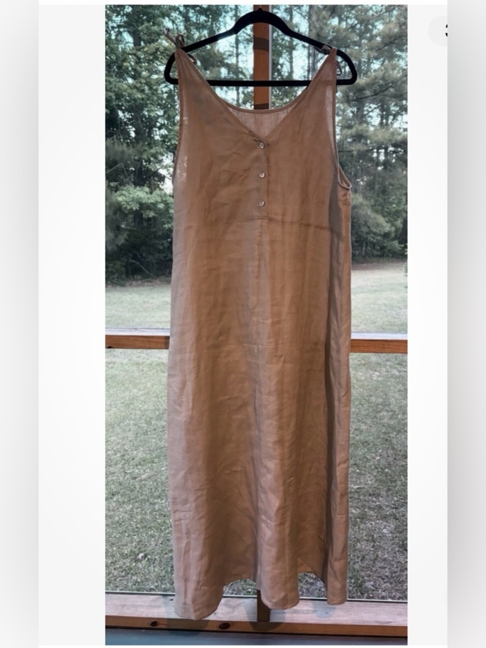 LINTICO 100% Linen Camisole Dress QEARL XL Beach Boho Coastal Minimalist Tan - Picture 8 of 15